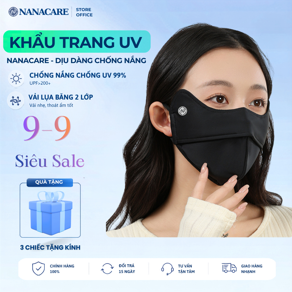 [2 lớp]  Khẩu Trang Chống Tia UV Nanacare, Khẩu Trang Chông Nắng Phù Hợp cho Cả Nam Và Nữ Phụ Kiện [