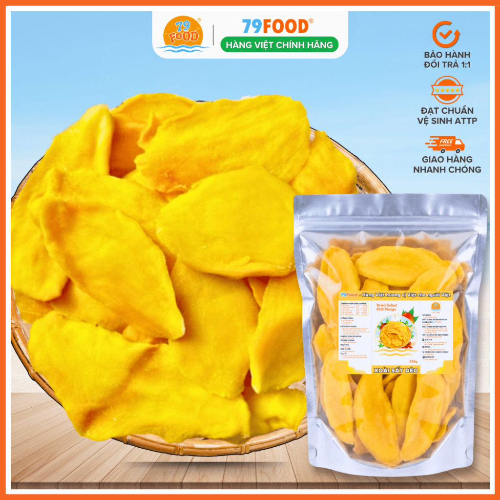 Xoài sấy dẻo vị nguyên bản (ít đường) đặc sản Cam Lâm 79Food - 250g/500g
