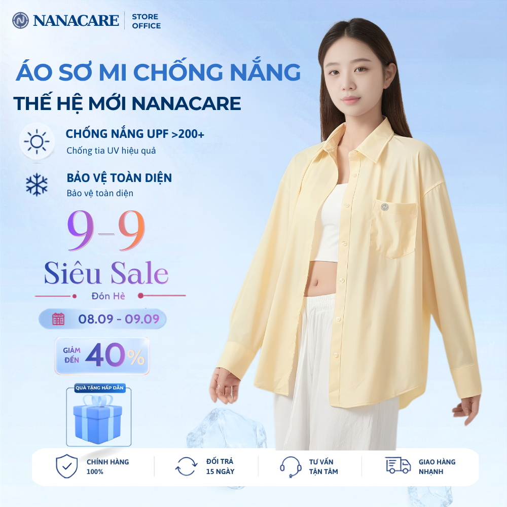(Deal Livestream)  Áo Sơ Mi Chống Nắng Thế Hệ Mới Nanacare Chống Nhăn Tay Dài Form Áo Rộng UV Coolin