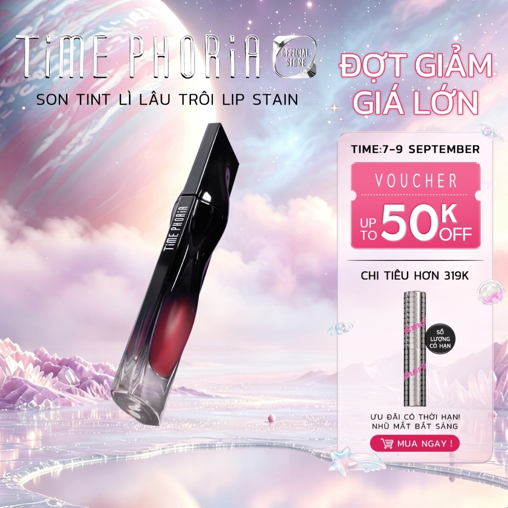 [tlinh choice]Son tint lì lâu trôi TIMEPHORIA STELLAR DUST LIP STAIN bóng mượt, bền màu không lem kh