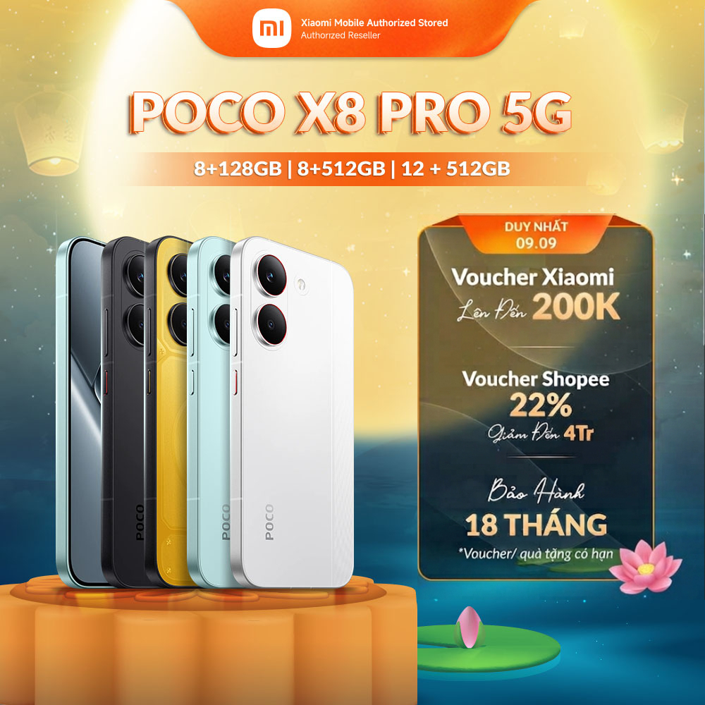 Điện thoại POCO X8 Pro 5G (8+256GB| 8+512GB| 12+512GB) | Màn 6.59" 1,5K 120Hz | D8500U | 50MP