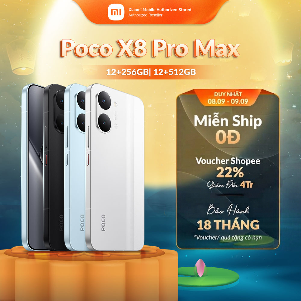 Điện thoại POCO X8 Pro Max (12+256GB| 12+512GB) - AMOLED 6.83" | MTK D9500s | 50+8MP/20MP | 8500mAh