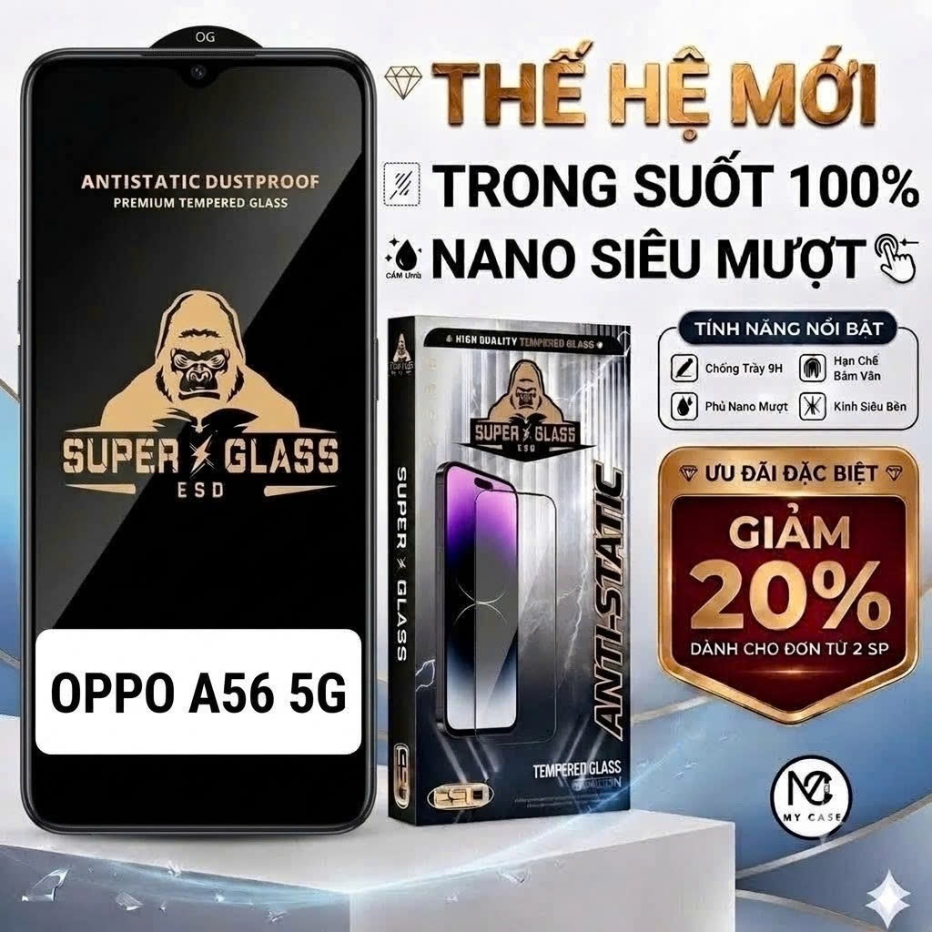 Kính cường lực cao cấp OPPO A56 5G cảm ứng mượt mà, full màn-My Case