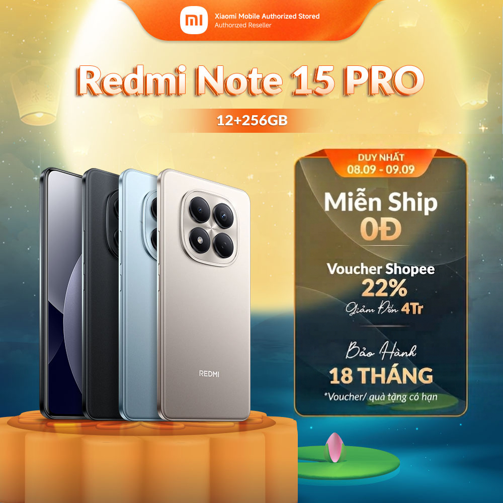 Điện thoại Redmi Note 15 Pro (12+256GB) | Màn 6,77" FHD+ bảo vệ mắt | MTK Helio G200-Ultra | Camera 200MP | 6500mAh