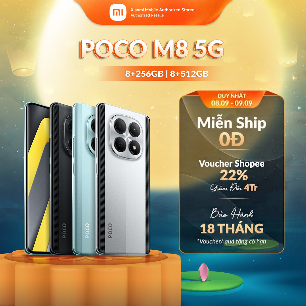 [New Version] Điện thoại POCO M8 5G (8+256GB | 8+512GB) | Màn Flow AMOLED 6.77" 120Hz | Snapdragon 6 Gen 3 | Camera 50MP