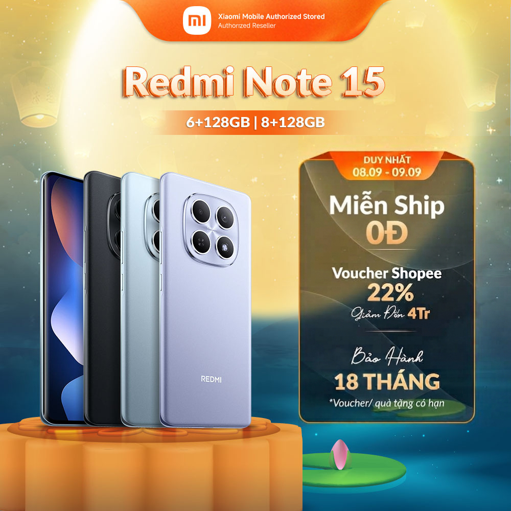 Điện thoại Redmi Note 15 (6+128GB) | Pin lớn 6000mAh | Màn hình siêu bền | MT Helio G100-Ultra