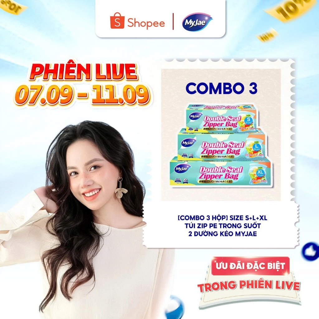[Kakaonline live 7.9-11.9] [Chọn Size] Túi zip đựng thực phẩm trong suốt MyJae