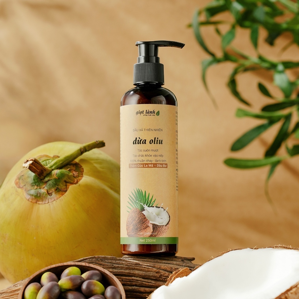 Dầu xả Dừa Oliu - Dầu xả thiên nhiên thuần chay Giọt Lành 250gram