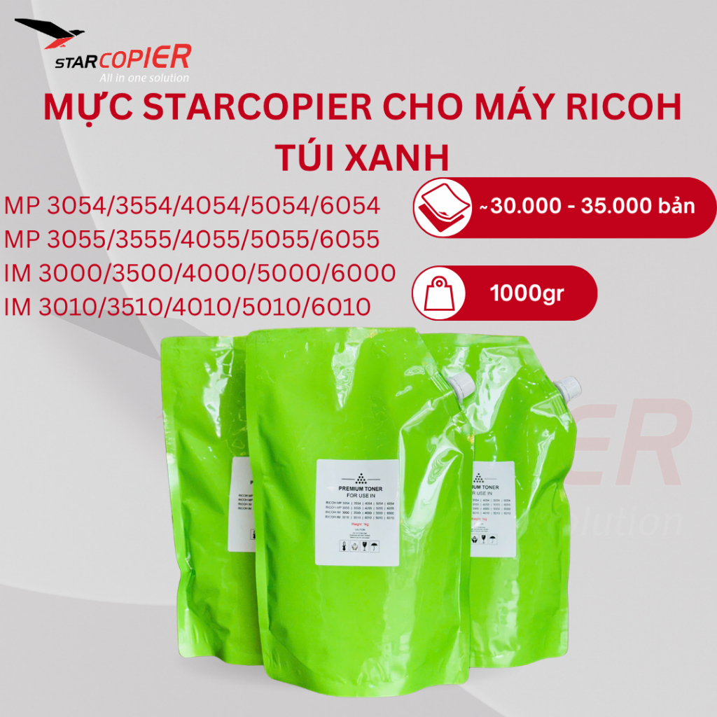 Mực Túi Xanh StarCopier Dùng Cho Máy Ricoh - Ricoh MP3054/3554/3055/3555/IM3000