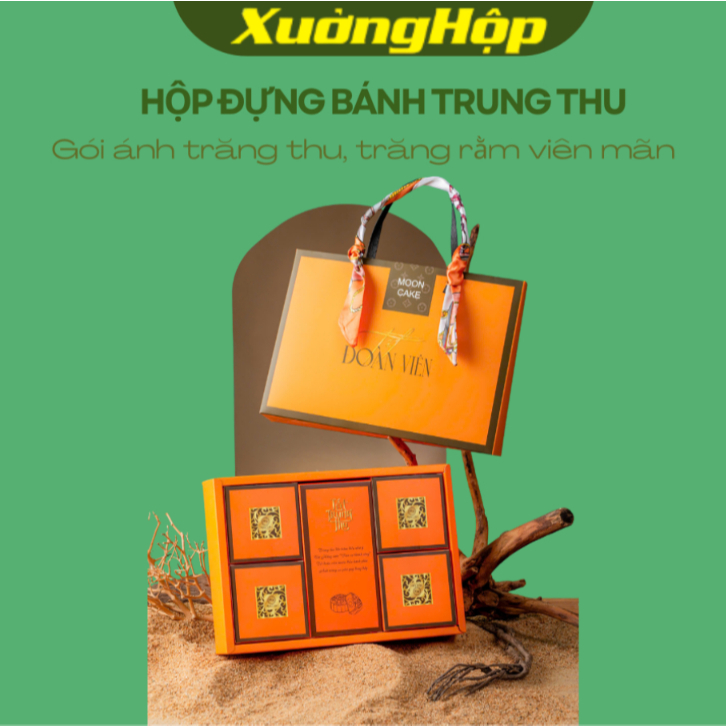Hộp Đựng Bánh Trung Thu 2026, Mẫu Mới, Đựng 4-6 Bánh Vừa Bánh 75gr-150gr-200gr, Kèm Nơ, Túi, Hộp Con