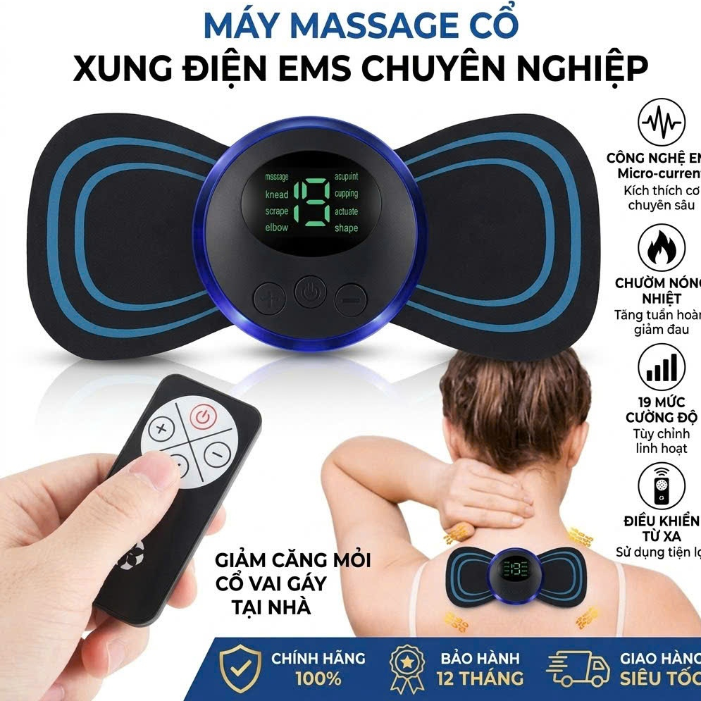 Miếng Dán Massage Xung Điện Chính Hãng Mi-Ohome – Giảm Đau Cơ | Thư Giãn Toàn Thân | 19 Cấp Độ chip.