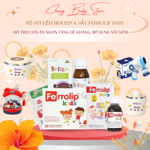 Mua 3 Sản Phẩm Sắt Ferrolip Baby, Kẽm Biolizin, Ferrolip Kids Tặng quà