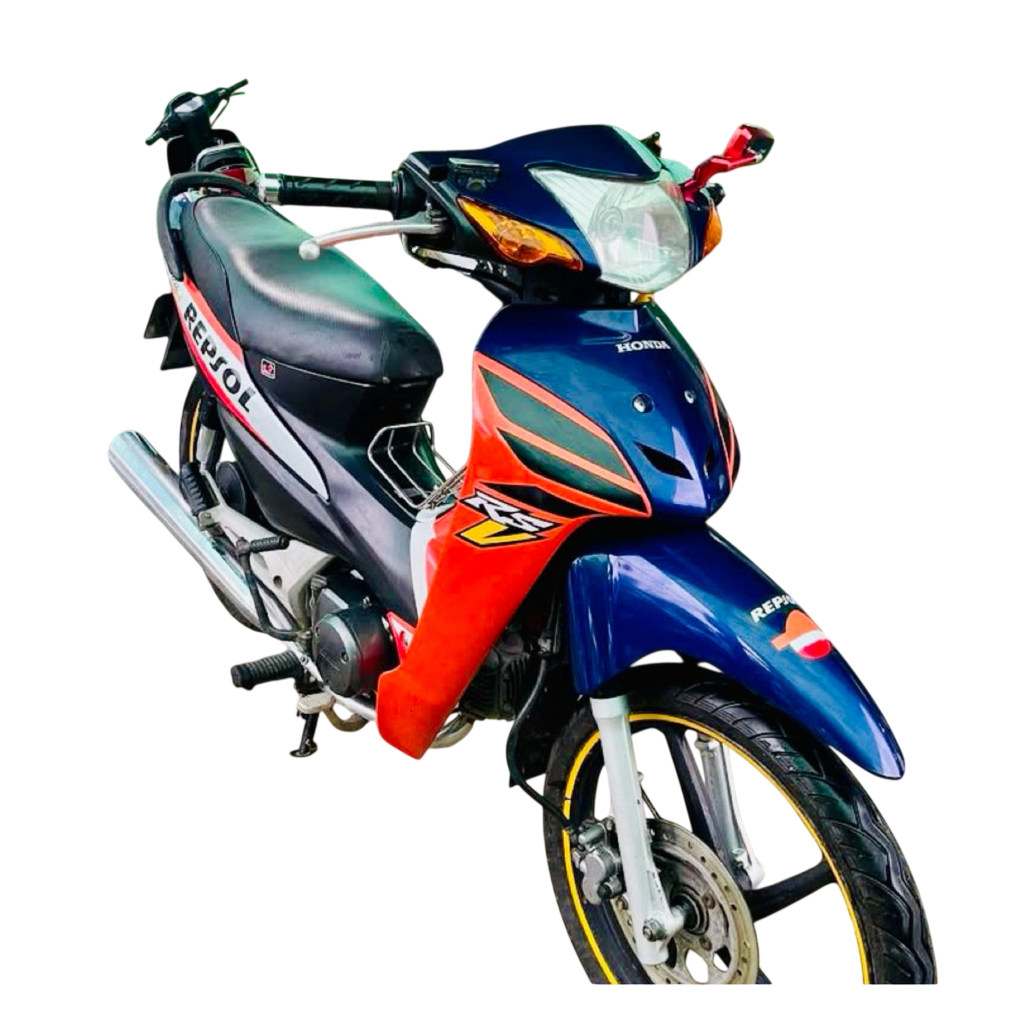 Tem Xe Wave A Wave Rs Decal PVC 3 Lớp Cao Cấp Mẫu Repsol Giả Zin Xanh Cam Chống Nước,Bền Màu