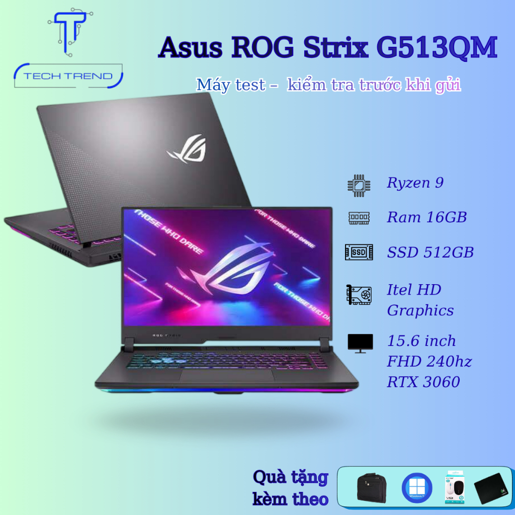 Laptop Gaming Asus ROG Strix G513QM, Ryzen 9-5900HX, Ram 16GB, SSD 512GB, màn hình 15.6inch FullHD 2