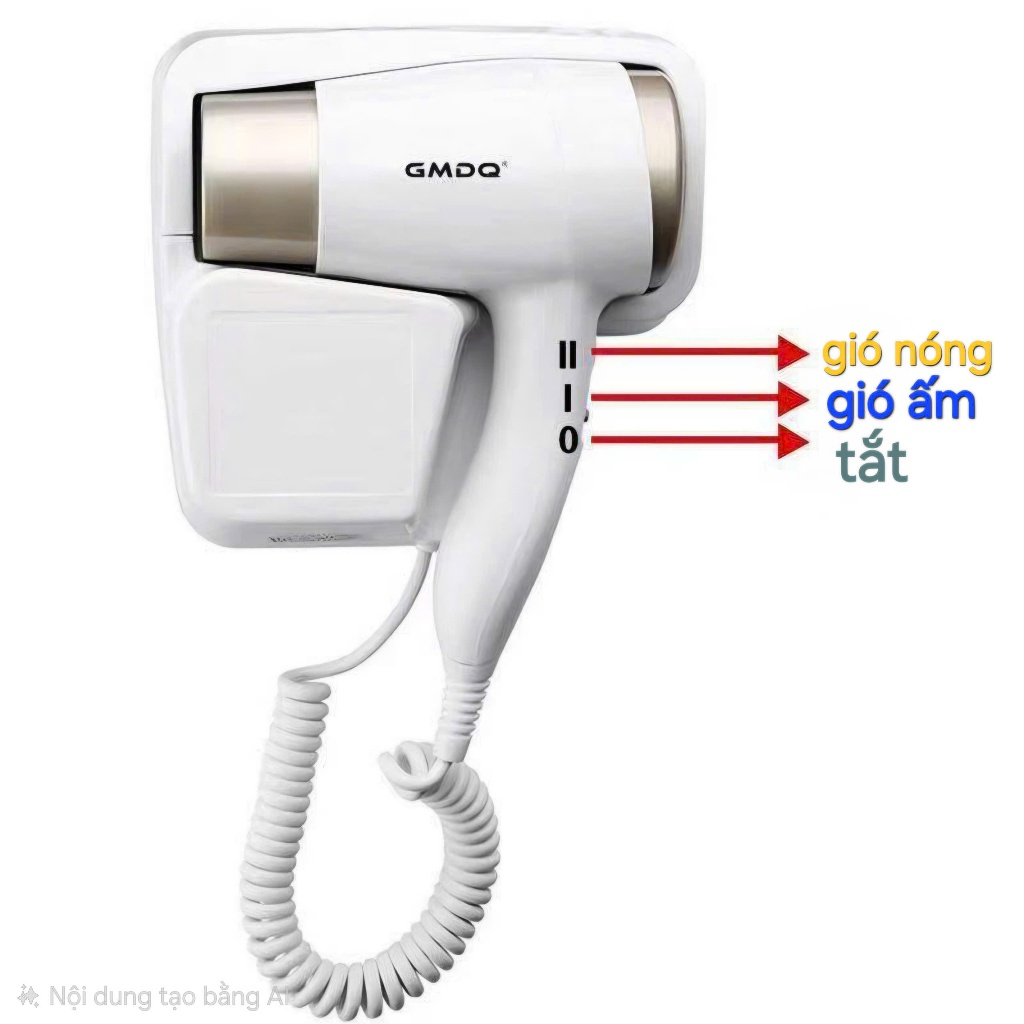 ( Bảo hành 2 Năm ) Máy sấy tóc treo tường Cao Cấp chuyên dùng cho khách Sạn, công suất 1300w
