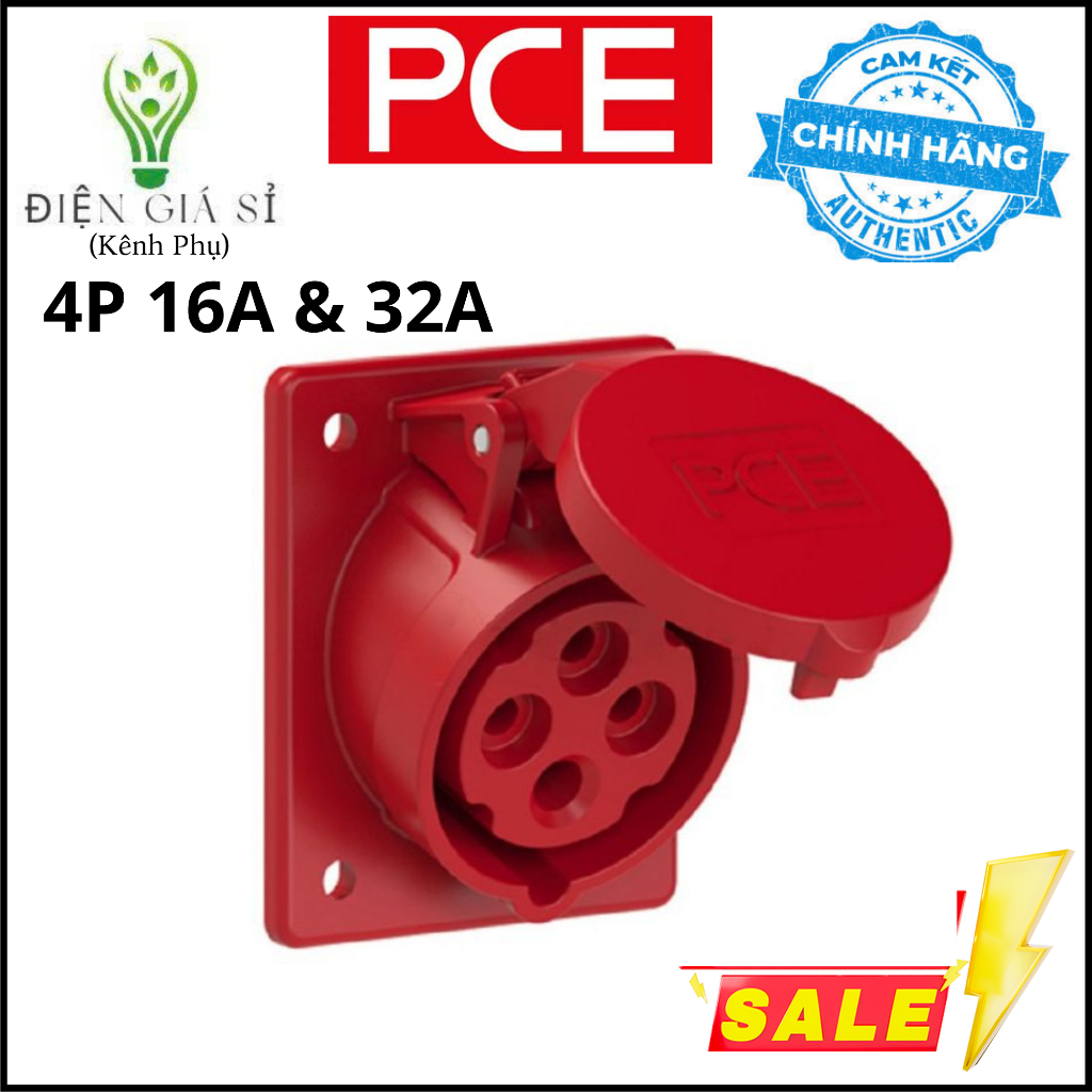 Ổ Cắm Dạng Nghiêng 4P 16A, 32A 400V IP44 (F414-6) Chính Hãng PCE