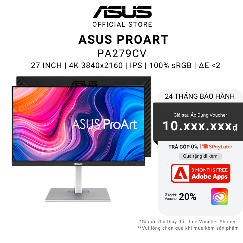 Màn hình ASUS ProArt PA279CV 27" | 4K | IPS | 60Hz | 5ms |  ΔE < 2