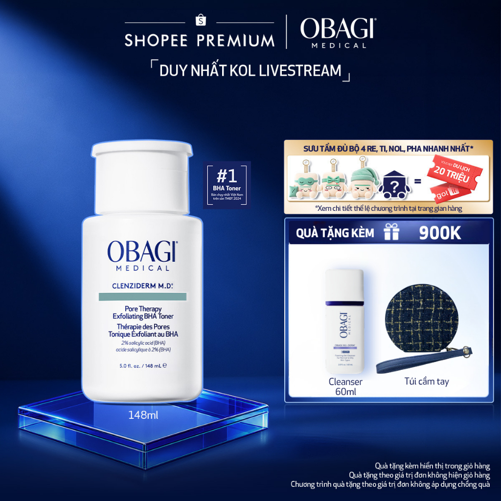 [Obagi x KOL] [Phiên Bản Mới] Toner BHA giảm mụn Obagi Medical Clenziderm M.D. Pore Therapy Exfoliat