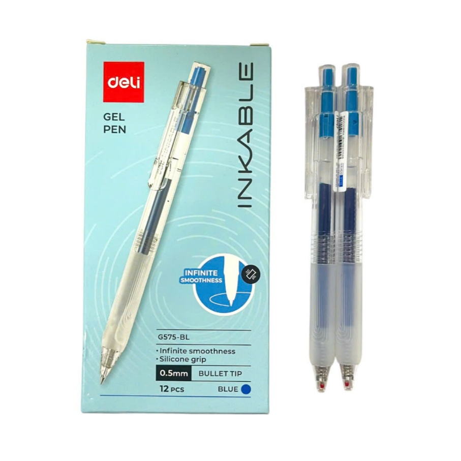 Bút Gel Deli G575 Mực Xanh Ngòi 0.5mm – Bút Gel Bấm
