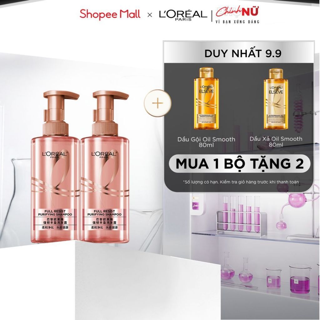 Bộ đôi dầu gội xả ngăn ngừa & giảm gãy rụng tóc, giúp tóc chắc khỏe hơn L’oreal Paris Elseve Full Resist 440ml
