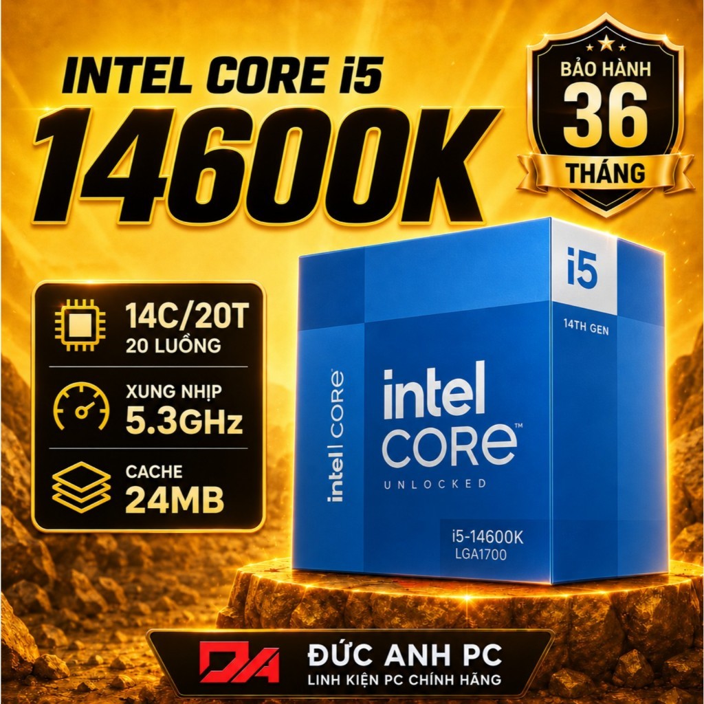 CPU INTEL CORE I5 14600KF 14600K NEW TRAY - BẢO HÀNH 36 THÁNG