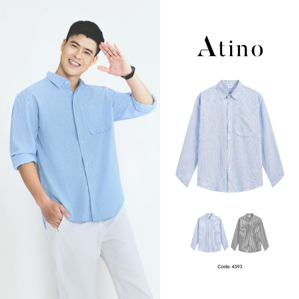 [Duy Mạnh] Áo Sơ Mi Nam Tay Dài Kẻ Sọc ATINO Chất Cotton Cao Cấp Đứng Form, Thoáng Khí Thấm Hút Tốt 