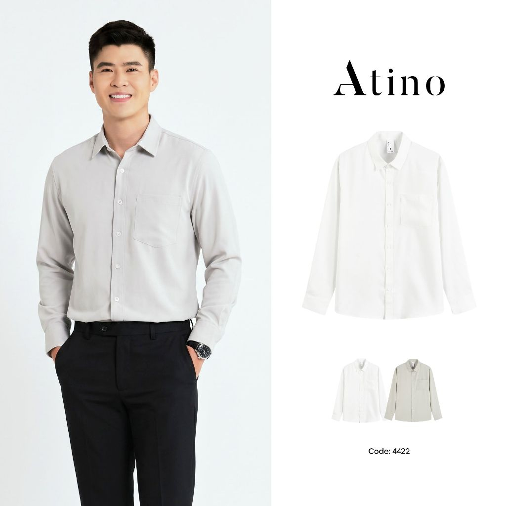 [Duy Mạnh] Áo Sơ Mi Nam Tay Dài Trơn ATINO Phong Cách Hàn Quốc Chất Liệu Thoáng Mát Ít Nhăn L.4.4422