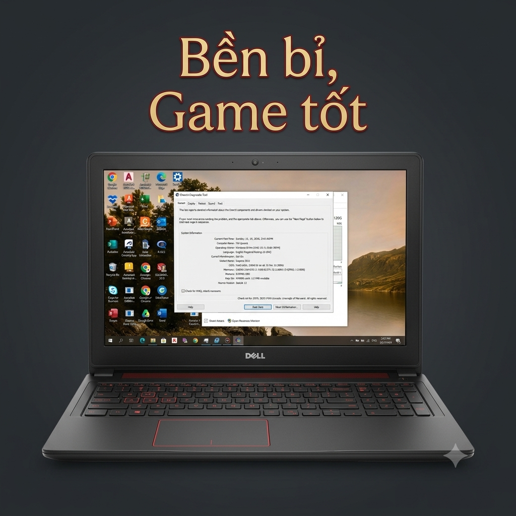 Laptop gaming dell inspiron 7559 siêu bền i7 6700hq ram 12gb vga 960m 4gb vram gấpđôi gt 730 AI game