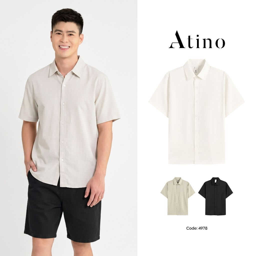 [Duy Mạnh] Áo Sơ Mi Nam Ngắn Tay ATINO Trơn Basic Dáng Vừa, Vải Co Giãn Ít Nhăn Giữ Form Tốt L.3.497