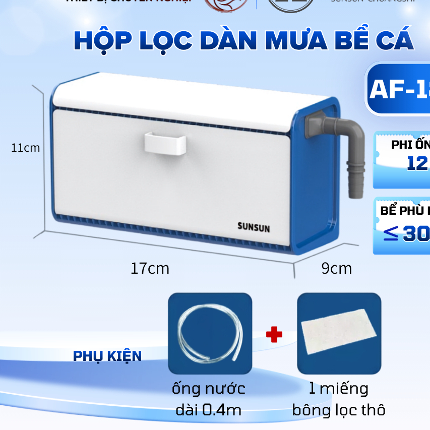 Hộp lọc dàn mưa bể cá cao cấp SunSun AF180-AF260 cho bể cá nhỏ bể thuỷ sinh