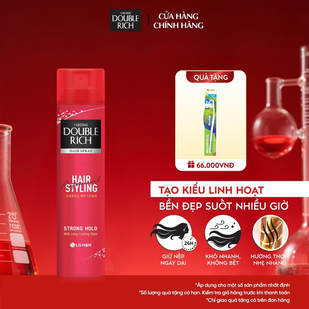 [CHÍNH HÃNG ĐỘC QUYỀN] Xịt tạo kiểu tóc Double Rich giữ nếp mạnh 170ml, định hình kiểu tóc nhanh chó