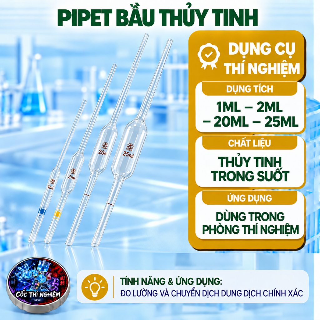 PIPET BẦU THỦY TINH 1ml 2ml 20ml 25ml