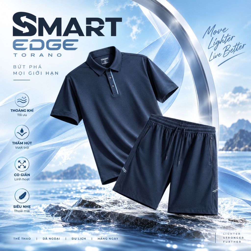 Quần áo polo nam thể thao SMART EDGE TORANO ngắn tay form chuẩn phong cách năng động nam tính HSST901 HSSB901