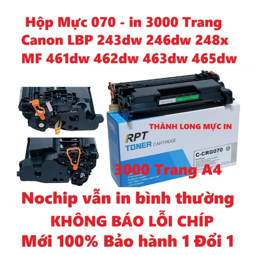 Hộp mực 070 Canon MF 462dw 461dw 463dw 465dw - LBP 243dw 247dw 246dw 248x  MỚI 100% - IN ĐƯỢC 3000 T