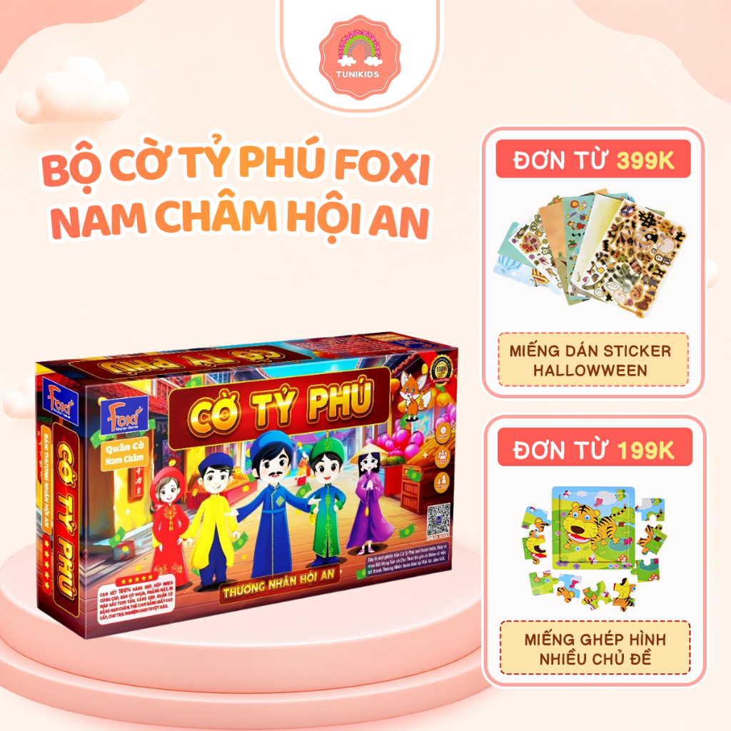 Bộ cờ tỷ phú nam châm foxi - cờ tỷ phú hội an bàn 31-36cm ,rèn luyện tư duy và kỹ năng cho bé