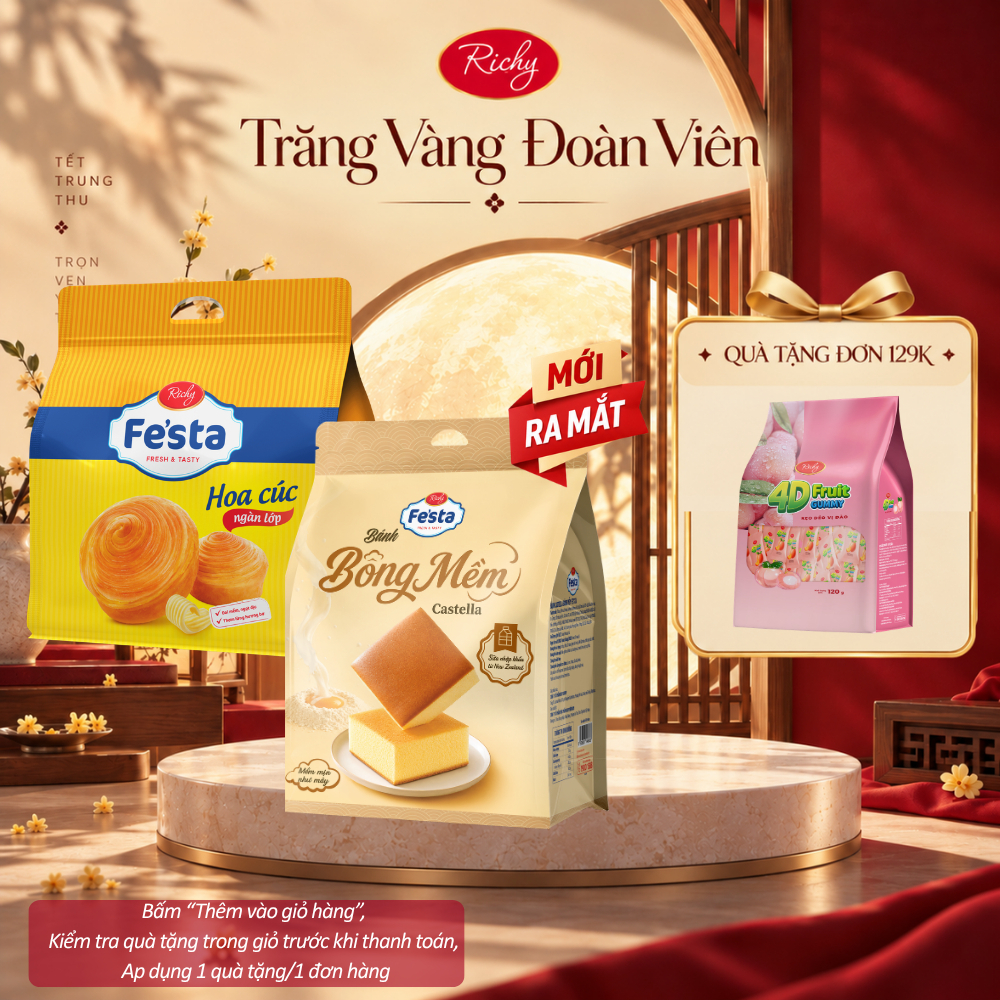 [HỎA TỐC HN][Quà Tặng Đơn 129k] Combo 2 Túi Bánh Mì Hoa Cúc Ngàn Lớp Richy Festa Bơ Trứng Sữa & Bánh