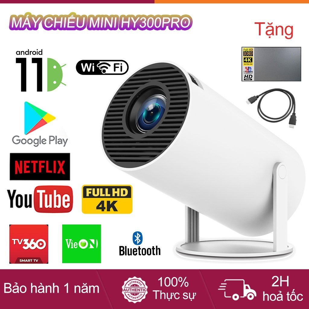 Máy chiếu mini HY300/HY300pro Android 11 Full HD 4K Tự động Keystone WiFi 2.4/5G Kết nối điện thoại 