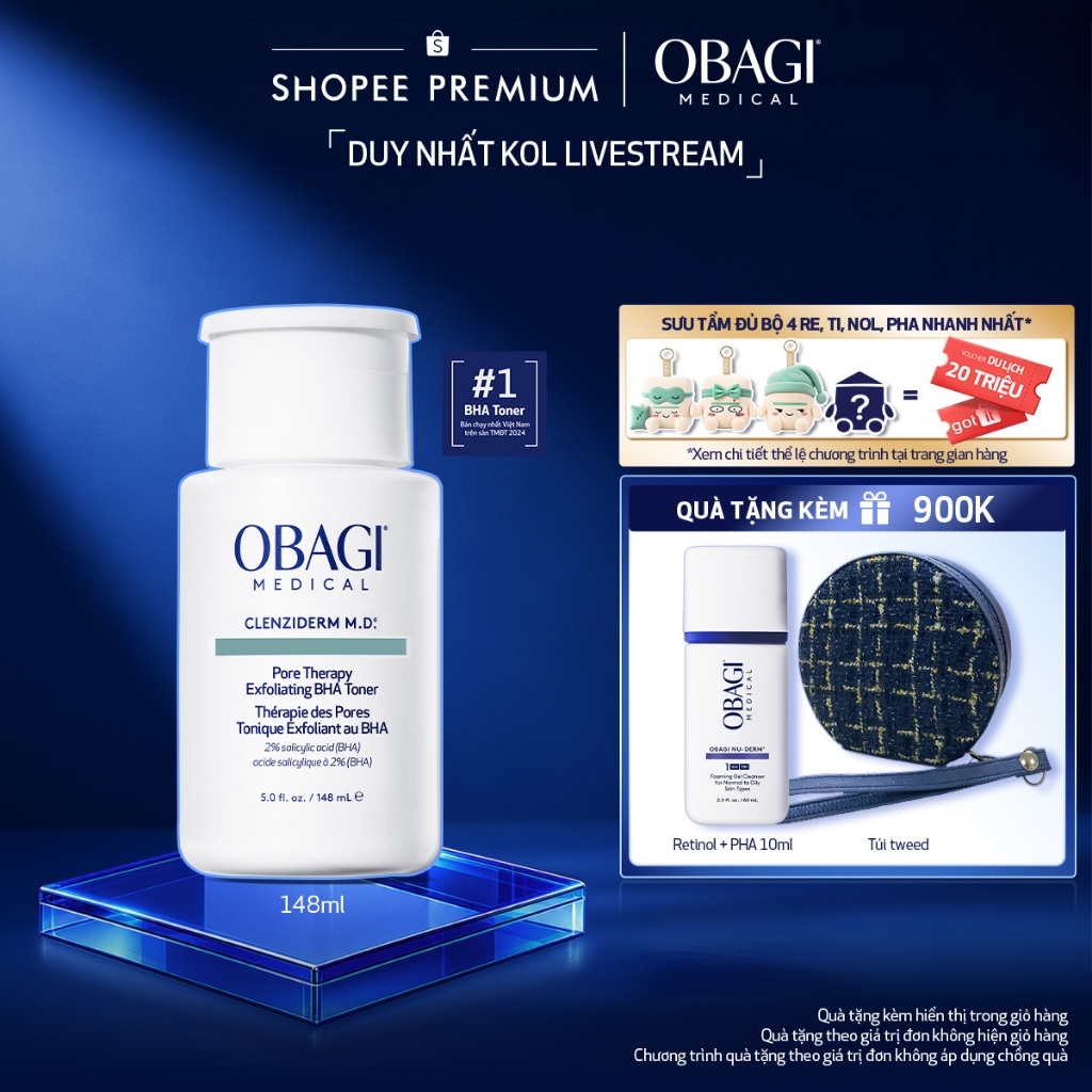 [Obagi - Lucie] [Phiên Bản Mới] Toner BHA giảm mụn Obagi Medical Clenziderm M.D. Pore Therapy Exfoli