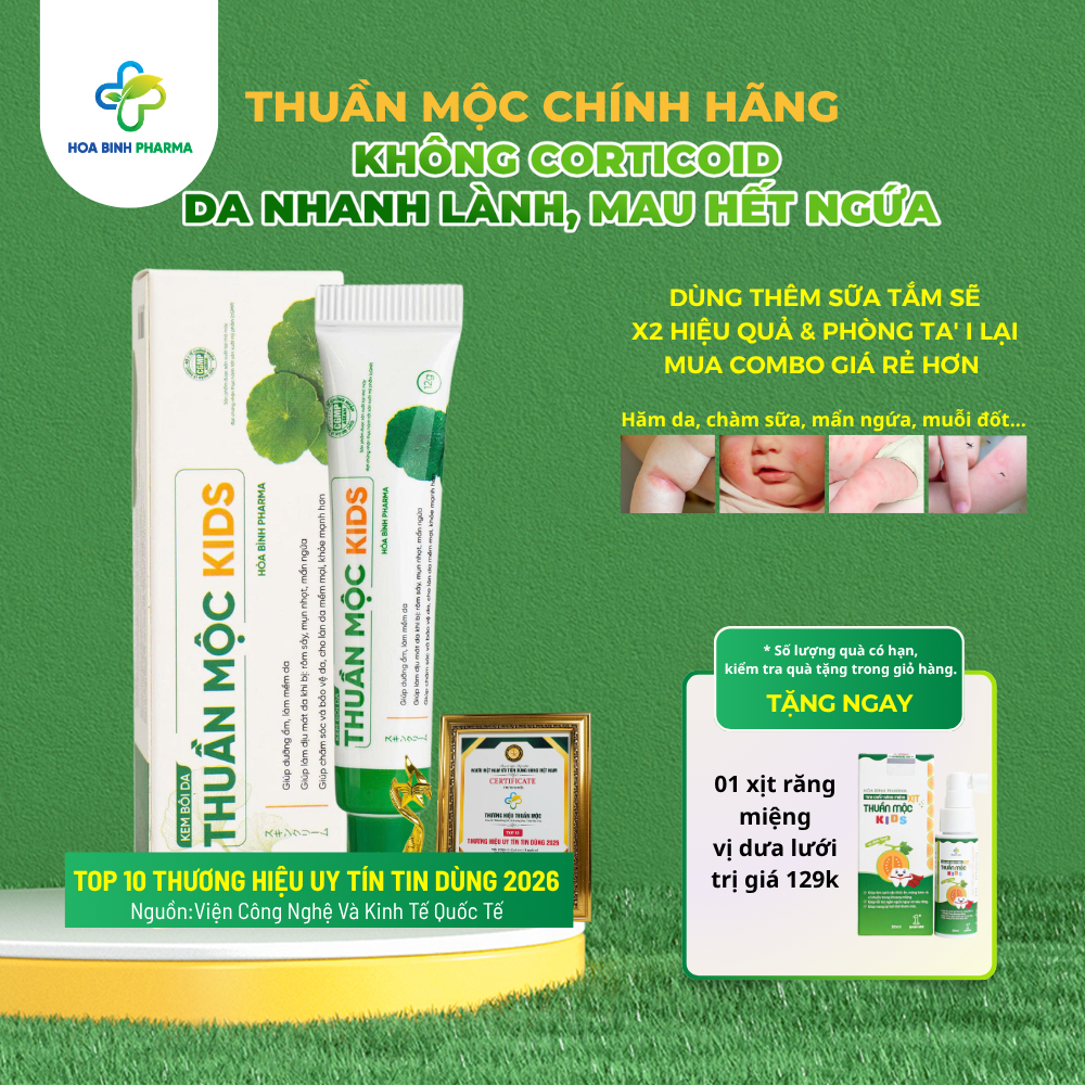 Kem Bôi Da Thuần Mộc Kids Cho Trẻ Em Hòa Bình Pharma - Làm Dịu Da, Giảm Mẩn Ngứa Dưỡng Ẩm Tuýp 12g