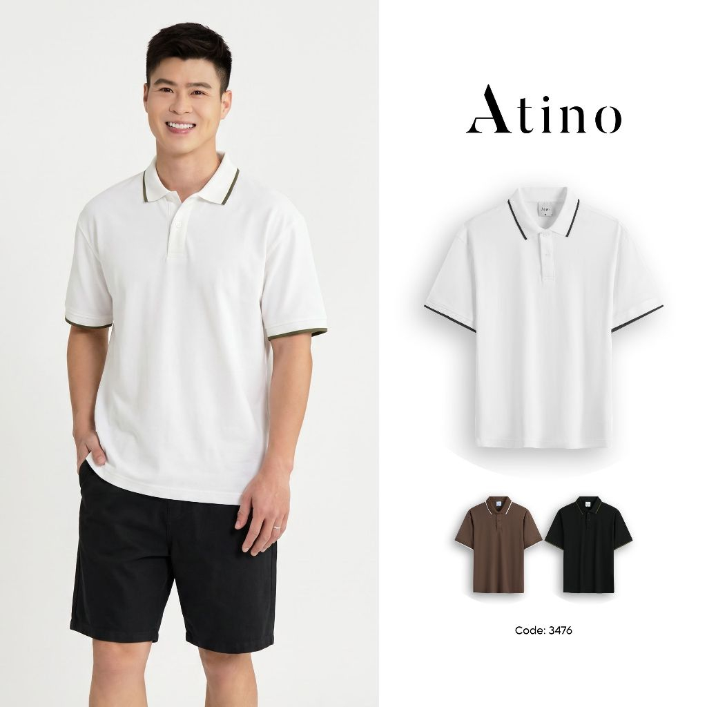 [Duy Mạnh] Áo Polo Nam ATINO Dáng Regular Viền Tay Co Giãn, Cotton Thoáng Mát, Thấm Hút Mồ Hôi L.3.3