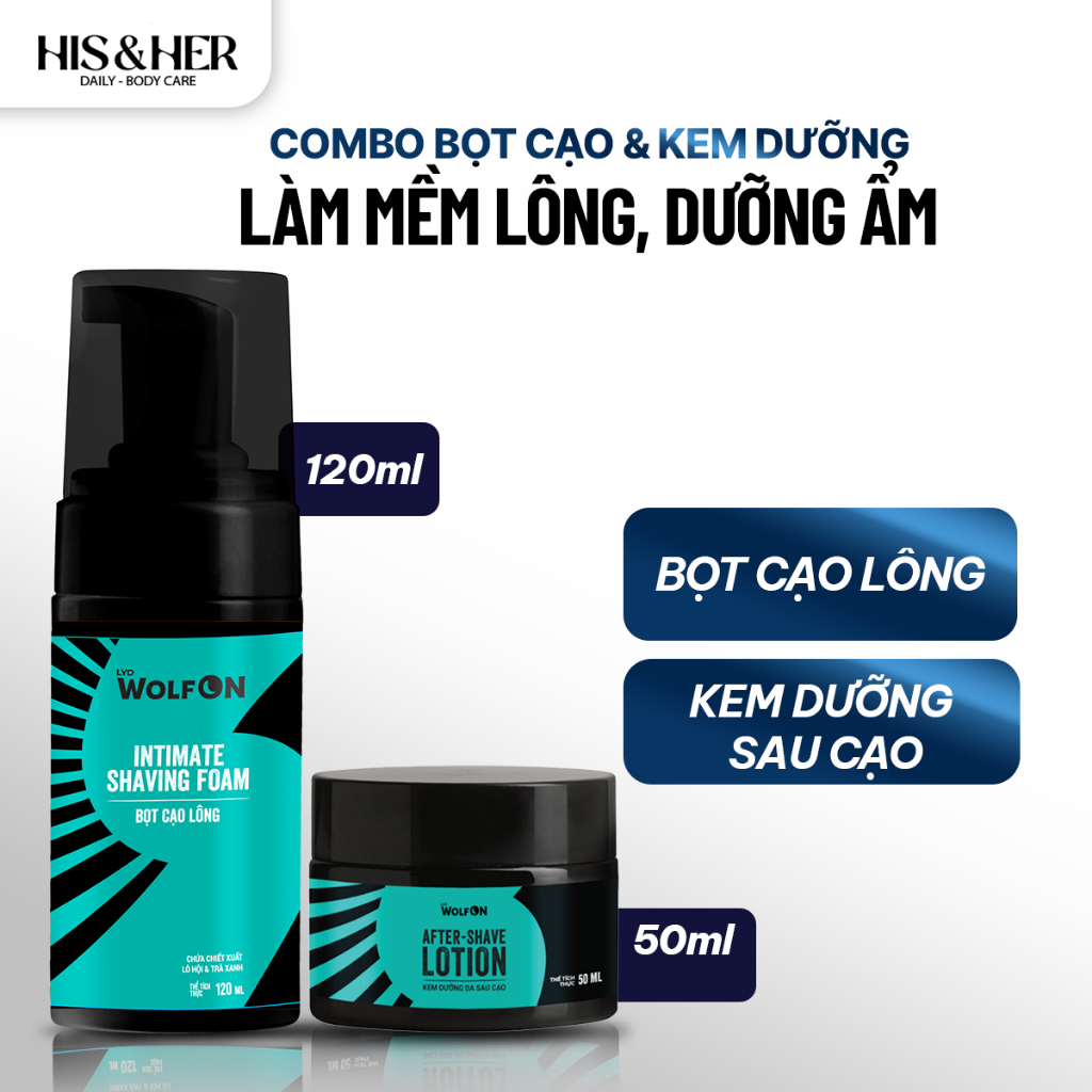 COMBO Bọt Kem Cạo Lông + Kem Dưỡng Da Wolf On Giúp Làm Sạch Sâu Dịu Lỗ Chân Lông