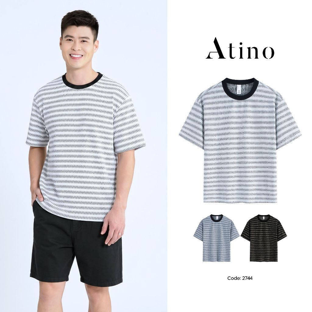 [Duy Mạnh] Áo Phông Nam ATINO Chất liệu Spandex Co Giãn Thoáng Mát Mềm Mịn, Dáng Rộng Oversize Phối 