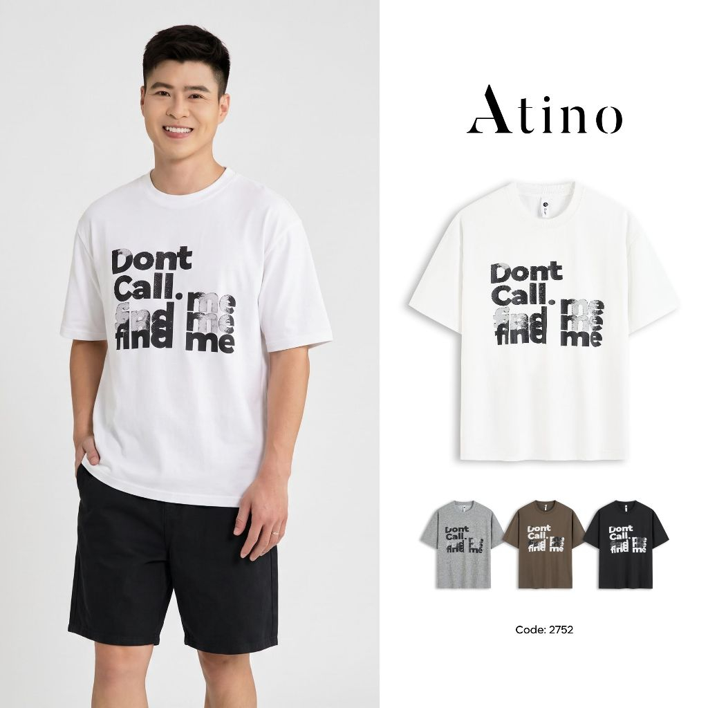 [Duy Mạnh] Áo Phông Nam ATINO Chất Cotton Mềm Thoáng Mát, Dáng Rộng Oversize Cá Tính L.4.2752