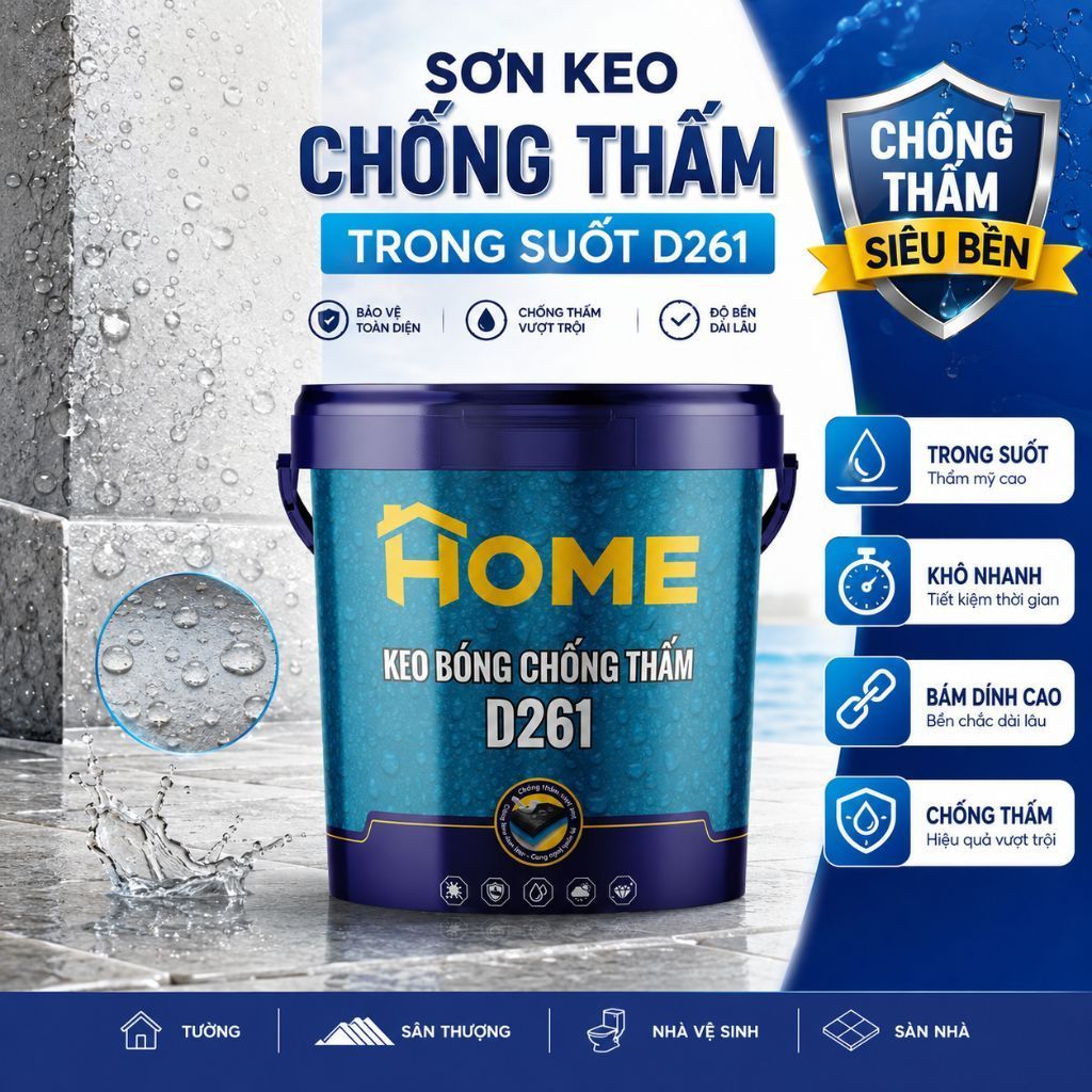Keo Bóng Chống Thấm Trong Suốt D261 5L/1L