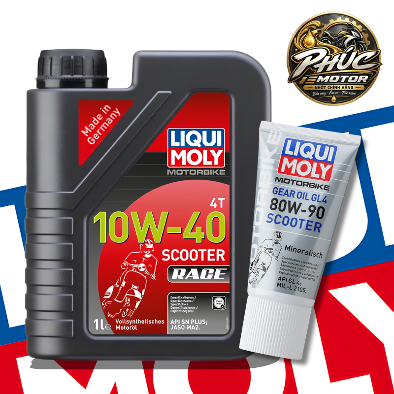 Combo Nhớt Liqui Moly Xe Tay Ga Scooter Race 10W40 1L và Nhớt Lap Nhớt Hộp Số Liqui Moly Motorbike G