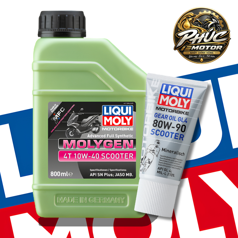 Combo Nhớt Liqui Molygen Xe Tay Ga Scooter 10W40 0.8L và Nhớt Hộp Số Liqui Moly Motorbike Gear Oil 8