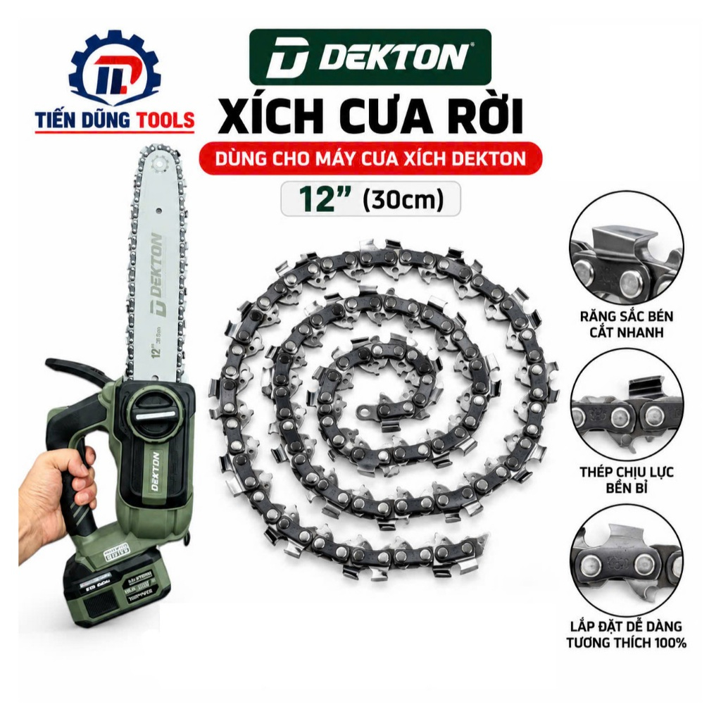 Xích cưa 12inch cho máy cưa xích DEKTON M21-CX12BL, M21-CX12PRO, DK-CX12 Chính Hãng