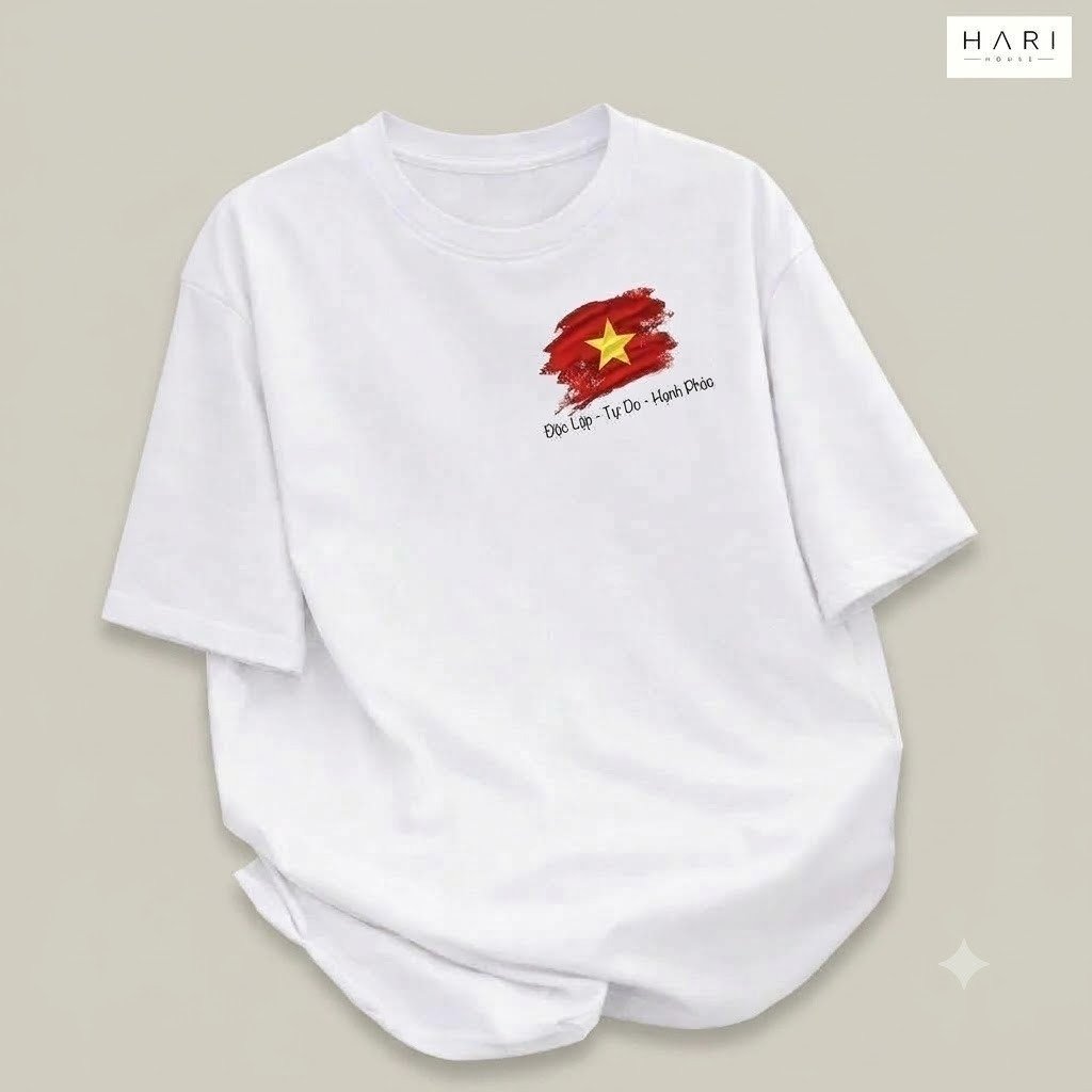Áo Thun Cờ Việt Nam Oversize HARI HOUSE HR50 Nam Nữ Cotton Vải Dày Form Rộng Unisex Basic