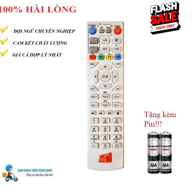 Điều khiển thay thế tương thích cho đầu thu MyTV-2 đầu thu Huawei- HÀNG MỚI Tặng kèm Pin!!!