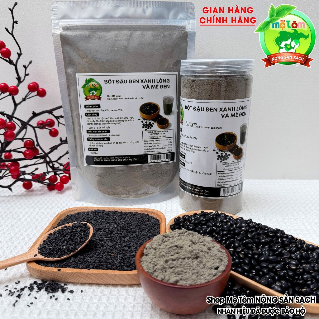 500GRAM BỘT ĐẬU ĐEN MIX MÈ ĐEN CHÍNH HÃNG shop Mẹ Tôm (BỘT MÈ ĐEN ĐẬU ĐEN XANH LÒNG) CÓ XUẤT HÓA ĐƠN CÔNG TY